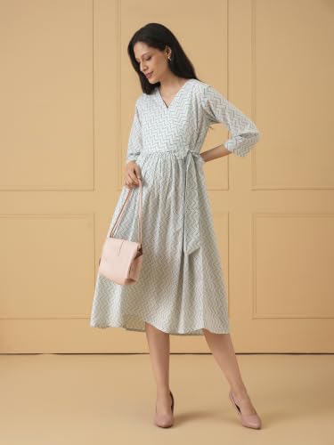 Image of The Mom Store Maternity and Nursing Dress | Pre and Post Pregnancy Dress for Womens | Zipper /Button Opening | Causal Wear | Trendy Stylish Causal Dresses for New Moms