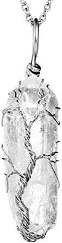 Preisvergleich Produktbild GLLFC Halskette Naturstein Kupferdraht Anhänger Halskette Geschenk für Frauen Männer Langkettige Baum des Lebens Statement Schmuck Geschenk Geschenk für Frauen Männer