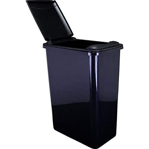 Hardware Resources Trash Waste Container Can with Matching Bin Lid Set (35 Quart, Black)