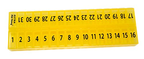 Once-a Day Monthly Pill Organizer Removable Lid for Easy Loading - Large Compartment Pill Box Medications for Entire Month Plus a Compartment for Extra Pills BPA Free Once-a Day Monthly Pill Organizer Removable Lid for Easy Loading - Large Compartment Pill Box Medications for Entire Month Plus a Compartment for Extra Pills BPA Free
