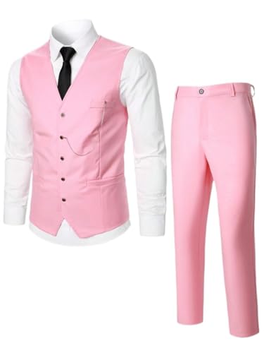 trajes para hombre elegantes 1pc Button Front Waistcoat & 1pc Suit Pants Set