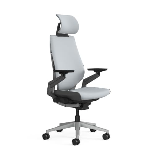 Image of Steelcase Gesture Office Chair - Ergonomic Work Chair with Wheels for Carpet - Comfortable Office Chair - Intuitive-to-Adjust Chairs for Desk - 360-Degree Arms (Era Blue Nickel - HR)