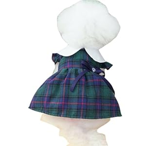 Tngpan Cute Dog Dress Plaid Christmas Dog Clothing for Holiday Theme Outfits Bowtie Girl Dog Dresses for Small Dogs Puppy Clothes Pet Apparel Green Small