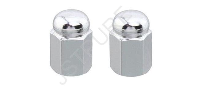 Tapas de válvula hexagonales tipo cúpula en cromo para bicicleta miniatura 2