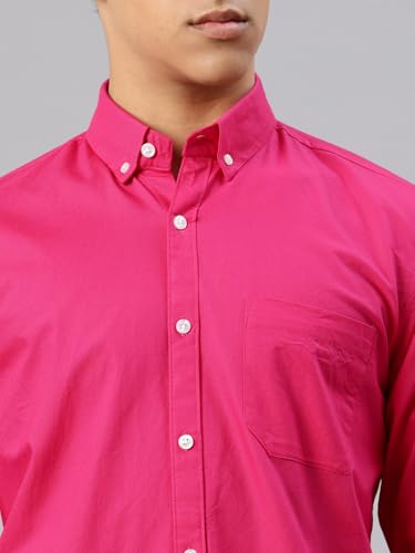Image of Majestic Man Men's Solid Pure Cotton Casual Shirt - Slim Fit | Full Sleeves | Soft & Breathable Fabric