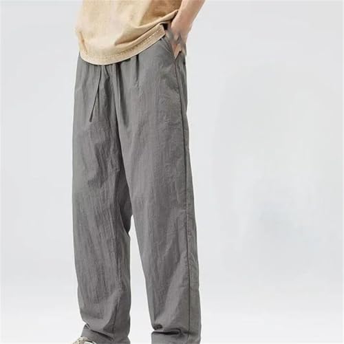 Men's Ice Silk Work Dress Pants Straight Casual Cool Formal Baggy Trousers Cooling Pocket Summer2