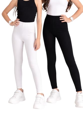 Image of BODYCARE Girl's Skinny Fit Girls Leggings Pack of 2- Soft Stretch Lycra Full Length Pants for Kids - School Casual Dance Gym Everyday Wear