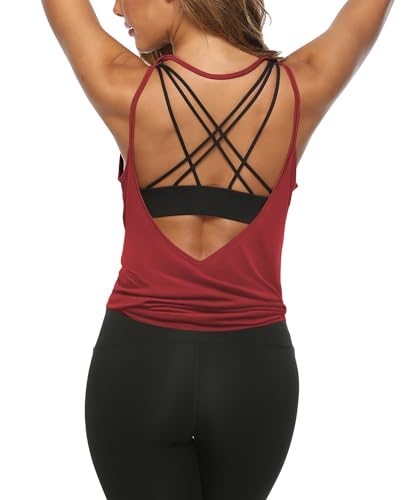 Image of LEXISLOVE Womens Workout Shirts Sexy Open Back Activewear Workout Clothes Sports Yoga Tank Tops