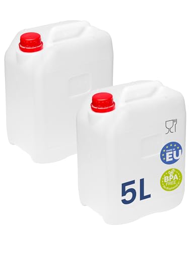 Garronda Garrafa Agua sin BPA Bidon 5 litros Seguro para Alimentos Depósito de Agua Camping Accesorios Garrafas Deposito Camper 2 Pack Blanco GD-0082