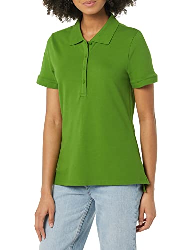 Amazon Essentials Women's Short-Sleeve Polo Shirt (Available in Plus Size), Light Olive, Large