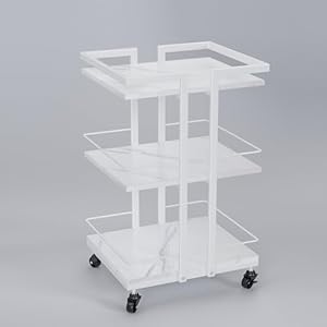 Salon Cart on Wheels with Three Tray, Esthetician Cart Storage Trolley for Massage Facials Tattoo, Salon Rolling Cart, Beauty Spa Cosmetology Manicure Equipment