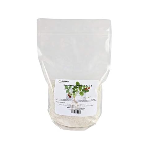 Greenway Biotech Strawberry 8-12-32 Fertilizer Powder 100% Water Soluble Plus Trace Minerals- Includes Essential Chelated Micronutrients for Tasty Fruits (1 Pound 200 Gallons) Cover