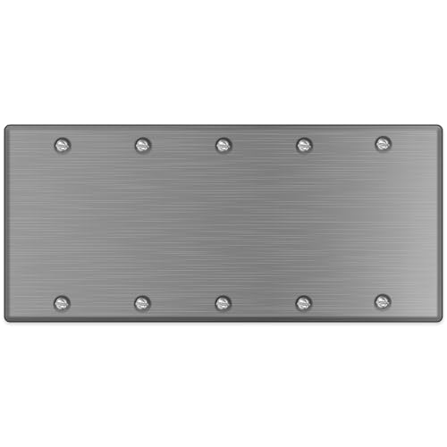 5-Gang Blank Stainless Steel Wall Plate Cover, Made in USA, Standard Size Stainless Steel Blank Light Switch Cover, Cover Plate for Unused Outlets & Electrical Boxes, Matching Screws
