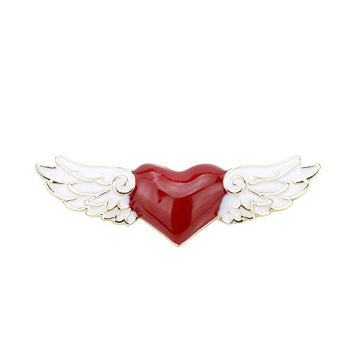 Red Heart White Wing Angel Wings Lapel Brooch and Safe Pin for Girls' Love (1)