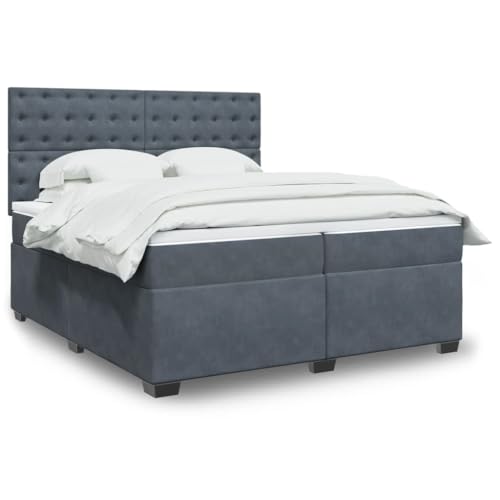 NQJIBUE Home Garden - Cama de somier con colchón gris oscuro, 200 x 200 cm, terciopelo