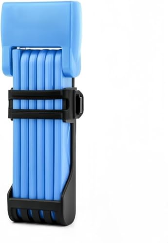 自転車鍵 ブレードロック チェーンロック折りたたみ式 コンパクト 地球ロック 自転車用盗難防止 切れない バイク鍵 鍵タイプ 取付ブラケット付 通勤 ポータブル (ブルー)