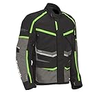 Veste de moto imperméable Kawasaki Trier Veste de moto en textile, Noir, vert, gris., XXXL