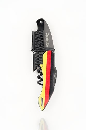 Qpractiko Two-Stroke Corkscrew with Teflon Spiral "Flag Germany" (Q044), Silver With Painted Finish - Image 2