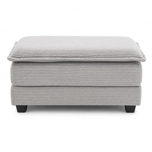 Image of Corduroy Ottoman for Sectional Sofa Couch for Living Room, Apartment, Lightgrey