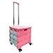 FMOPQ Panier de Courses Panier  de légumes Pliable Chariots Portables avec Roues Grande capacité Supermarché Maison (Couleur : 4 Wheels (Rosa)) (4 Wheels (Rosa))