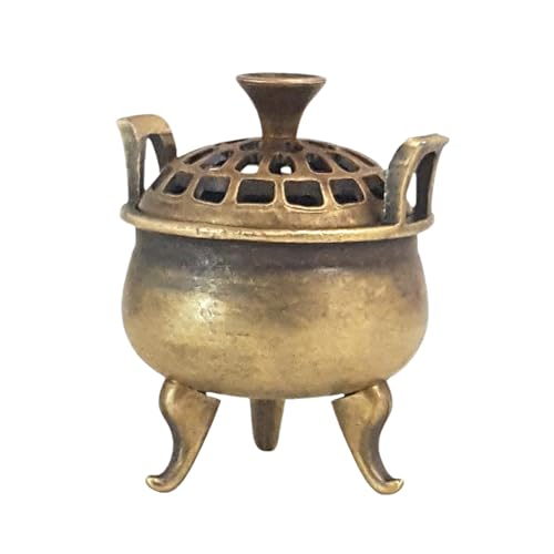 Quemador De Incienso De Metal, Soporte De Cono De Incienso Con Tapa, Quemador De Aromaterapia De Latón Antiguo, Tazón De Incenso Decorativo, Soporte De Quemadores De Cono De Humo, Plato Colector De