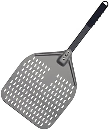 G.a HOMEFAVOR 12 Inch Perforated Pizza Peel, Hard Anodized Aluminum Pizza Paddle with Detachable Handle for Compact Storage, Non Stick Pizza Oven Peel for Homemade Pizzas Bread