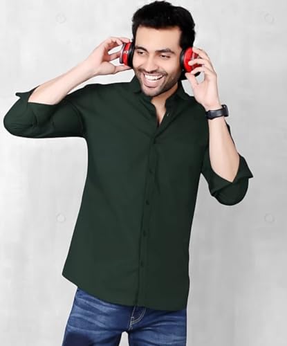 Image of Men's Solid Slim Fit Cotton Casual Shirt - Stylish Cotton Shirts for Men | Office Men Shirts | Formal Shirt for Men