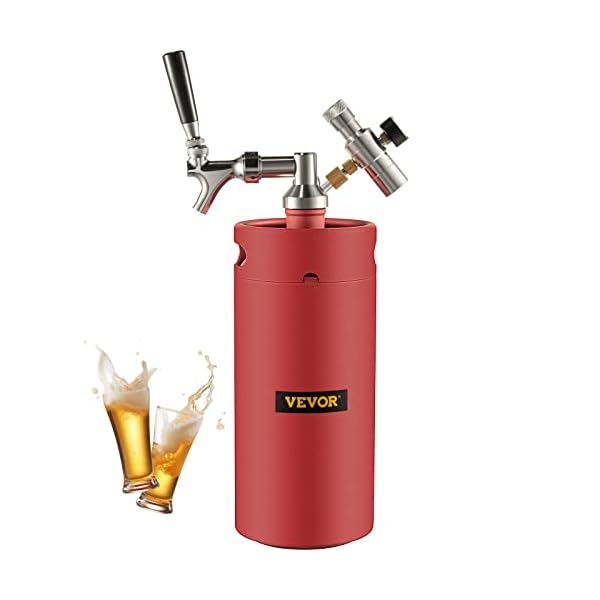 VEVOR Mini-biervatsysteem met Druk, 8 L Zwart Bierkraan van Roestvrij Staal, 186 x 355 mm Biertapsysteem, CO2…