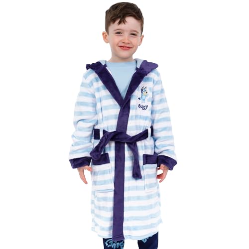 BlueY Bademantel | Morgenrock Jungen Mit Kapuze | Kinderbademantel Mit 3D-Ohren | Kinder Morgenmantel Für Jungs | Blau 116
