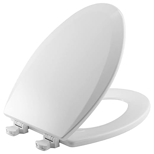 BEMIS 1500EC 000 Toilet Seat with Easy Clean & Change Hinges, ELONGATED, Durable Enameled Wood, White