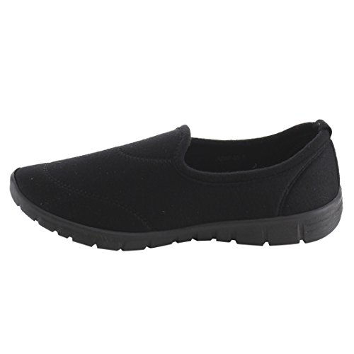 Refresh Jump-05 Women's Rubber Sole Fabric Soft Vamp Sport Flats Black 7 - Image 4