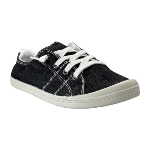 Women Slip-On Linen Canvas Lace-Up Fashion Sneaker