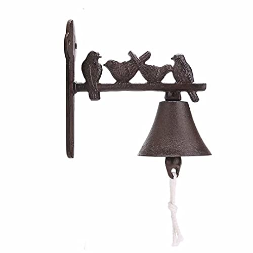 Cast Iron Wall Door Bell , Wall Mounted Welcome Door Bell Home Garden Decor, Retro, Rustic, Bird