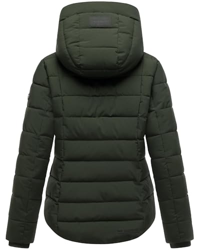 MARIKOO Damen Winterjacke warme Steppjacke mit Kapuze Tayenaa 16 Dark Olive Gr. M