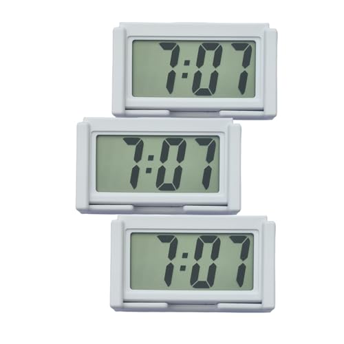 Image of Small Digital Clock,Portable Travel Clock,Classroom Bedroom Bathroom Glass Car Motorcycle Dashboard Mini Clock Battery Operated Self Adhesive (3, White)