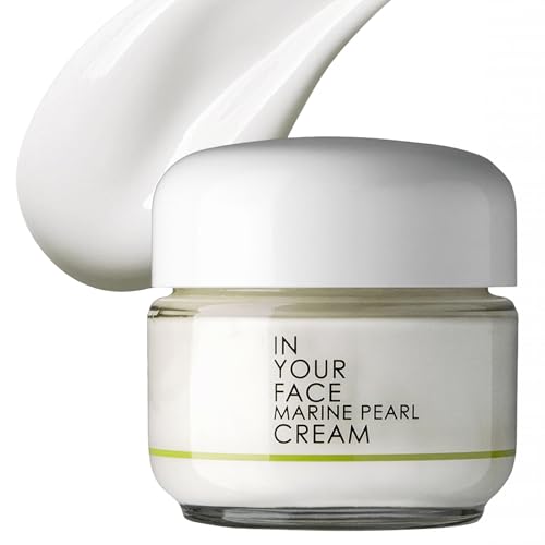 IN YOUR FACE Marine Pearl Cream Moisturizer Face Cream & Poreless Face Primer Hydrates Blurs Fine Lines and Wrinkles Minimizes Pores & Redness Illuminating Mineral-Infused Day Cream 2 oz