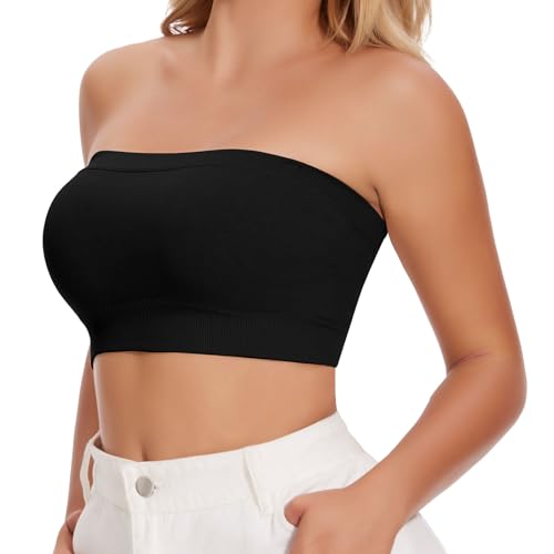 Image of JOYSHAPER Strapless Bras for Women Seamless Padded Bandeau Bra Wireless Tube Top Bralette Comfort Tube Bra