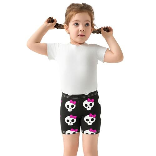 Joisal Under Shorts for Dresses Cotton Toddler Biker Shorts for Girls 4t Summer Outfits Cute White Skulls Black3