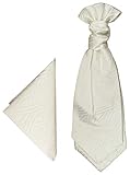Paul Malone Hochzeitskrawatten Set elfenbein Ivory 2tlg Plastron mit Einstecktuch - Hochzeit Krawatte