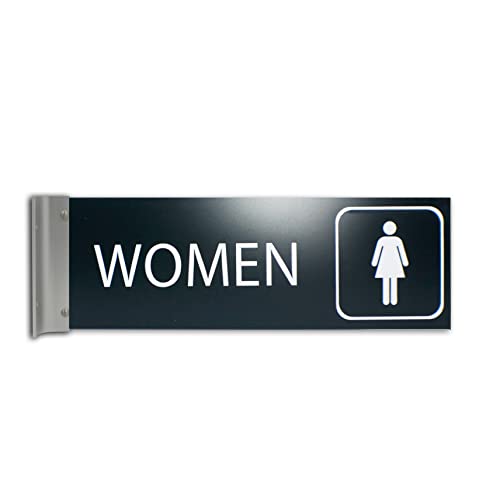 Alpha Dog Signs - Women's Bathroom Corridor Sign 4X12 Inches Double Sided Projecting Hallway Sign For Business Or Office Made In The Usa (Black) #TOP7