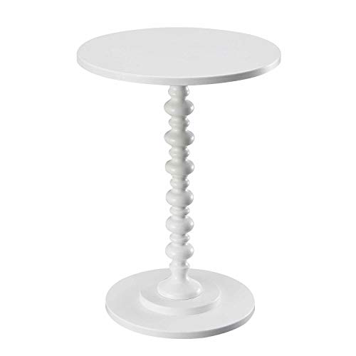Convenience Concepts Palm Beach Spindle Table 17.75' - Traditional Round End Table for Living Room, Turned Solid Wood Side Table, Classic Display Pedestal Table, White