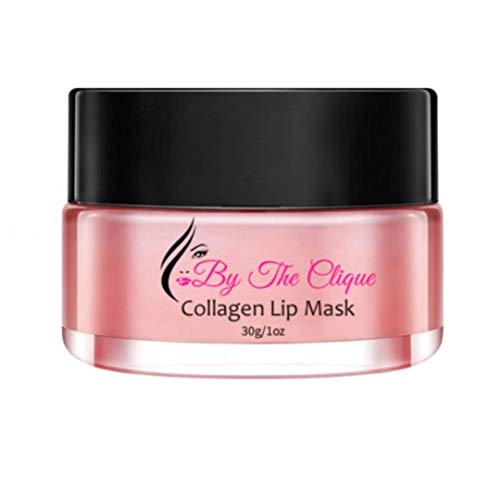 By The Clique All Natural Extra Moisturizing Stay On Collagen Lip Mask | Sleeping Or Day Use | Hydrate, Soothe, And Repair Dry Chapped Lips | Naturally Plump And Volumize