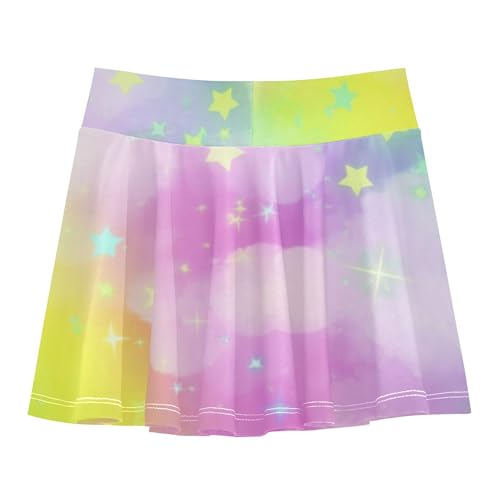 Joisal Running Athletic Shorts Girls Skorts Tennis Skirts Kids Girl Skort Pastel Rainbow Gradient Stars 4t2