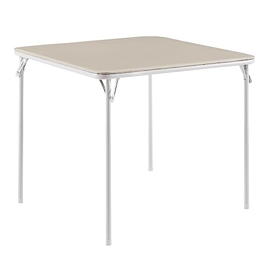 VECELO Portable Folding Card Table Square with Collapsible Legs & Vinyl Upholstery, Metal, Beige, 1 Piece