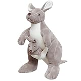 【Taille Pratique】Avec ses 28 cm, ce peluche kangourou est assez grand pour être câliné, mais assez compact pour être emporté partout : dans la chambre de bébé, sur le canapé, en voiture ou dans vos bagages. La taille idéale pour les petites et les grandes mains