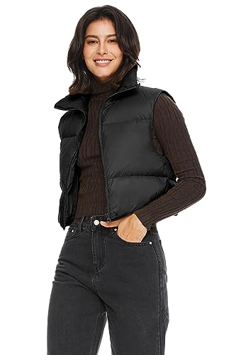 Orolay Women's Cropped Puffer Vest Winter Crop Down Vest Lightweight Sleeveless Outerwear Padded Gilet3