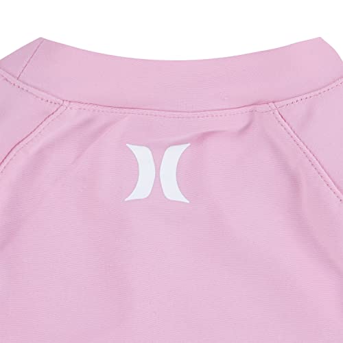 Hurley Girls' Short Sleeve Rash Guard And Swim Suit 3-Piece Set, Pink/Mermaid, 2T #TOP3
