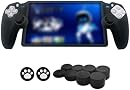MOJOXR Silicone Protective Cover and Stick Caps Compatible with Playstation Portal, Anti-Slip Protector Case and 10 Thumb Grip Caps Accessories for PS Portal Remote Player(Black)
