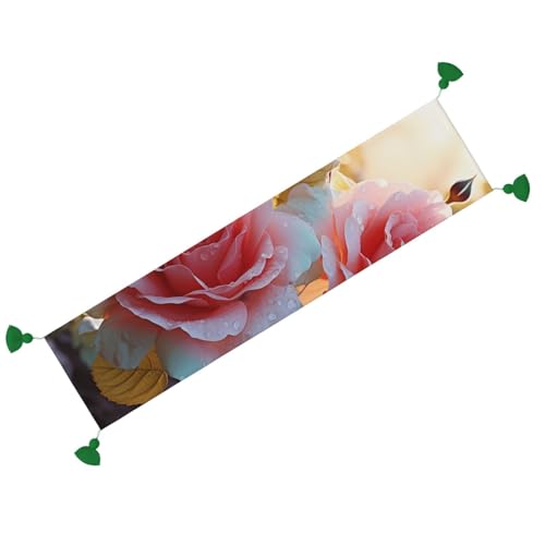 Chemin de table rustique roses fleurs sauvages déco table salon 35x152cm - 3