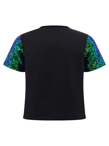 Girls Boys Shiny Metallic T Shirt Short Sleeve Jazz Hip Hop Dance Tops Performance Blouse Festival Party Outfits4